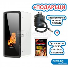 Пелетна Камина BURNiT Calor 4G - 13kW, с водна риза 11kW - БЯЛ ЛЕБЕД (гланц)
